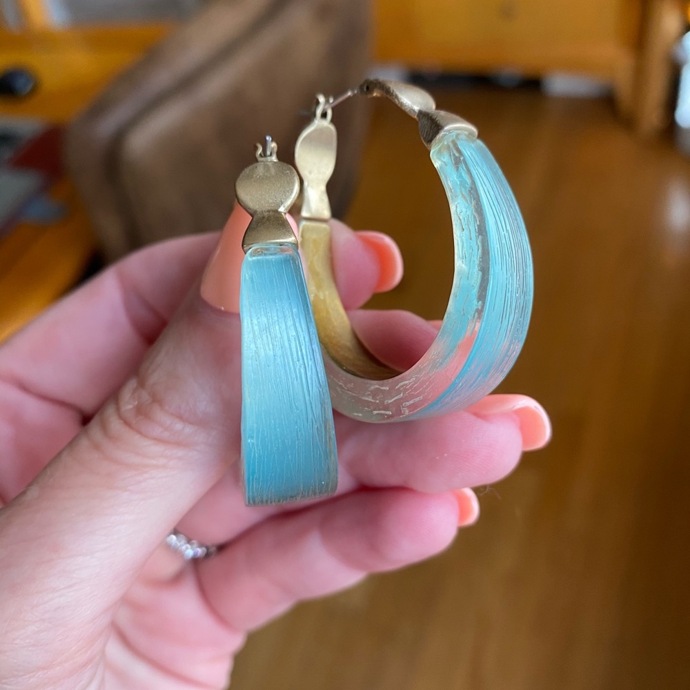 Clear with turquoise tint earrings